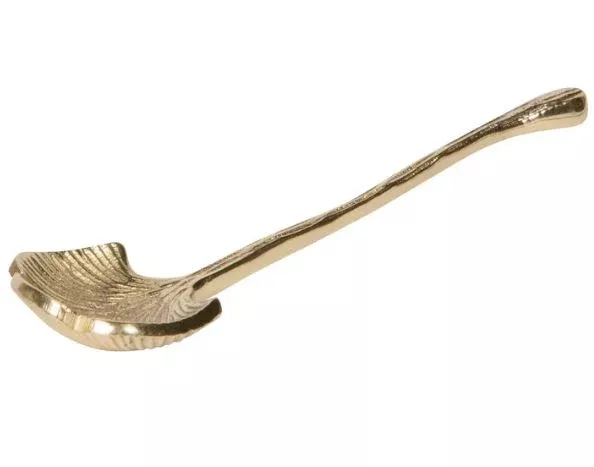 4-brass-gingko-spoons-individual 4" Brass Gingko Spoons, Individual