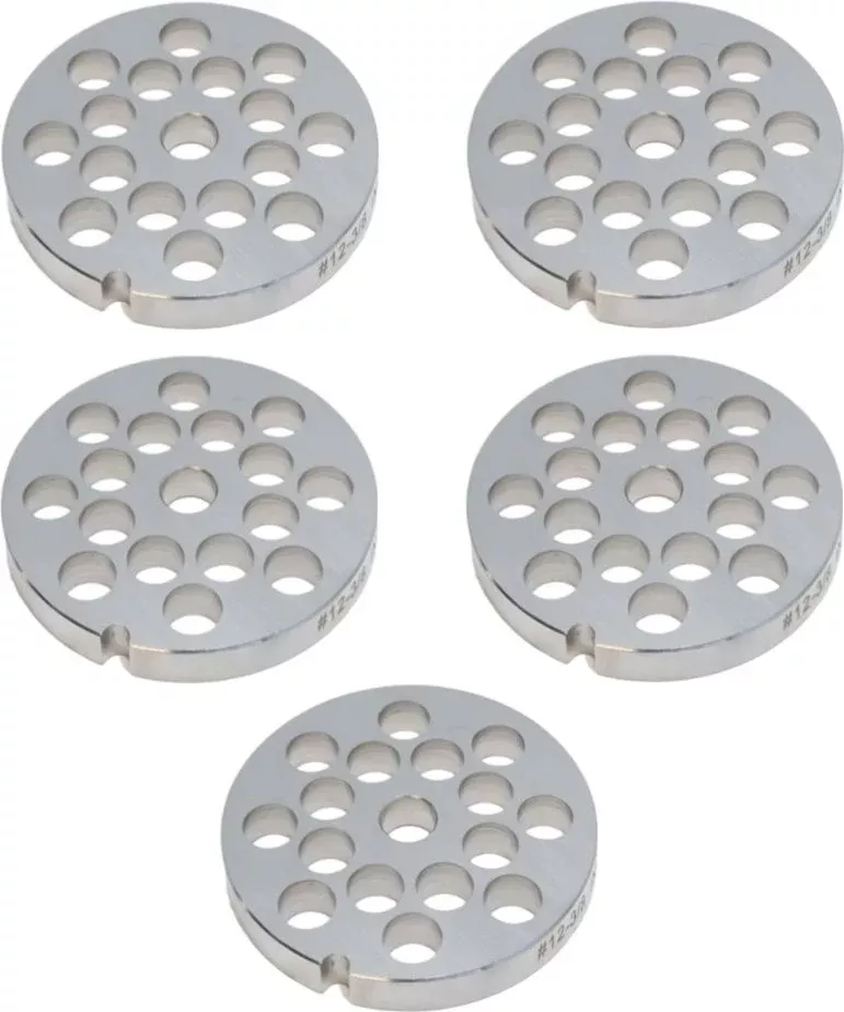 omcan-12-10-mm-hubless-european-style-stainless-steel-meat-grinder-plate-pack-4- Omcan - #12 (10 mm) Hubless European-Style Stainless Steel Meat Grinder Plate, Pack of 4 - 11217