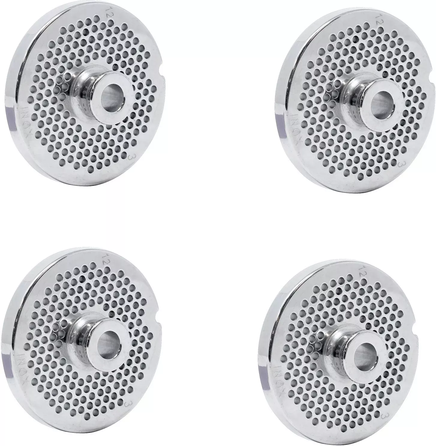 omcan-12-3-2-mm-european-style-stainless-steel-meat-grinder-plate-with-hub-pack- Omcan - #12 (3.2 mm) European-Style Stainless Steel Meat Grinder Plate with Hub, Pack of 3 - 11192