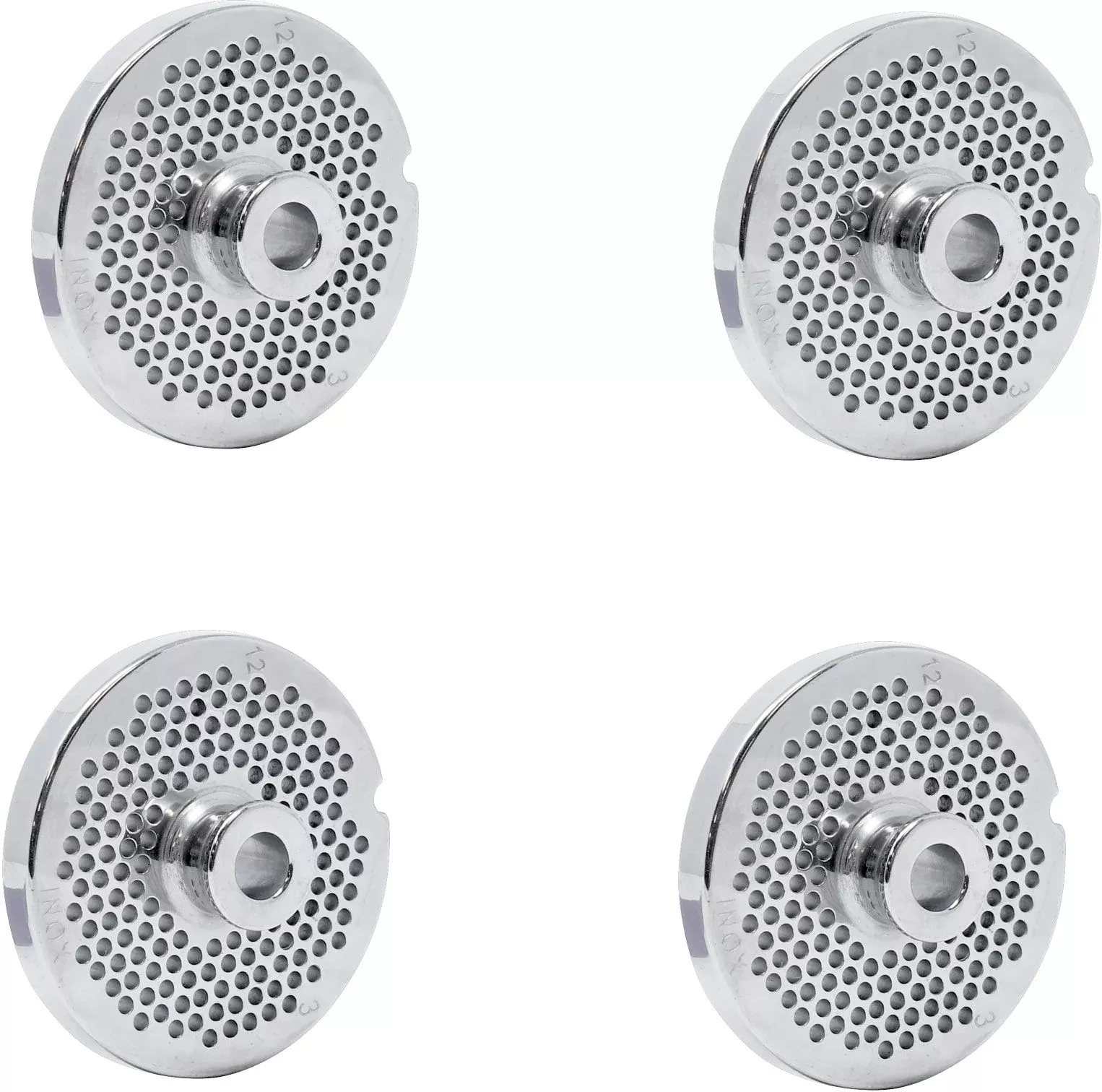 omcan-12-6-mm-european-style-stainless-steel-meat-grinder-plate-with-hub-pack-3- Omcan - #12 (6 mm) European-Style Stainless Steel Meat Grinder Plate with Hub, Pack of 3 - 11194