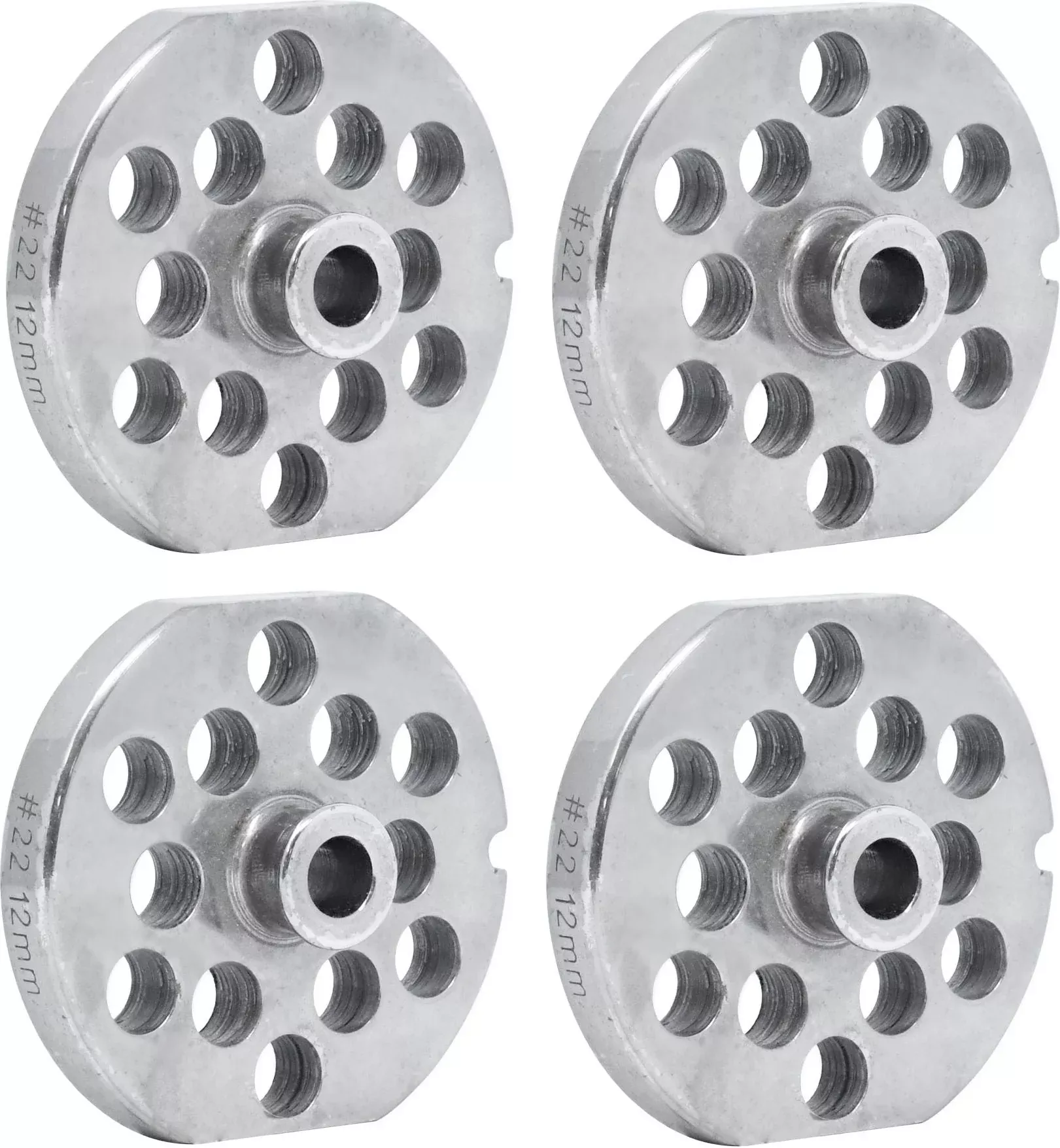 omcan-22-12-8-mm-stainless-steel-meat-grinder-plate-with-hub-flat-sides-pack-2-4 Omcan - #22 (12.8 mm) Stainless Steel Meat Grinder Plate with Hub & Flat Sides, Pack of 2 - 40308