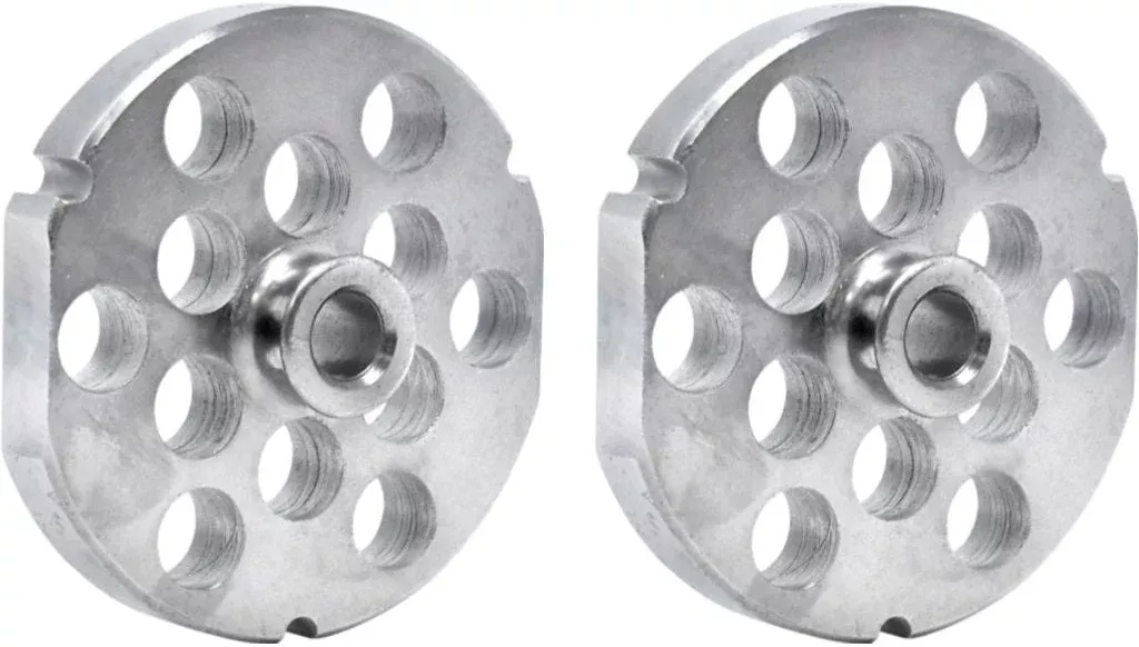 omcan-32-3-mm-stainless-steel-meat-grinder-plate-with-hub-3-notches-23552 Omcan - #32 (3 mm) Stainless Steel Meat Grinder Plate with Hub & 3 Notches - 23552