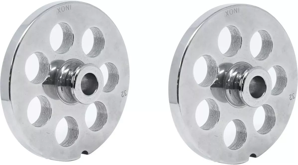 omcan-32-european-style-3-5-mm-stainless-steel-meat-grinder-plate-with-hub-pack- Omcan - #32 European-Style (3.5 mm) Stainless Steel Meat Grinder Plate with Hub, Pack of 2 - 37546