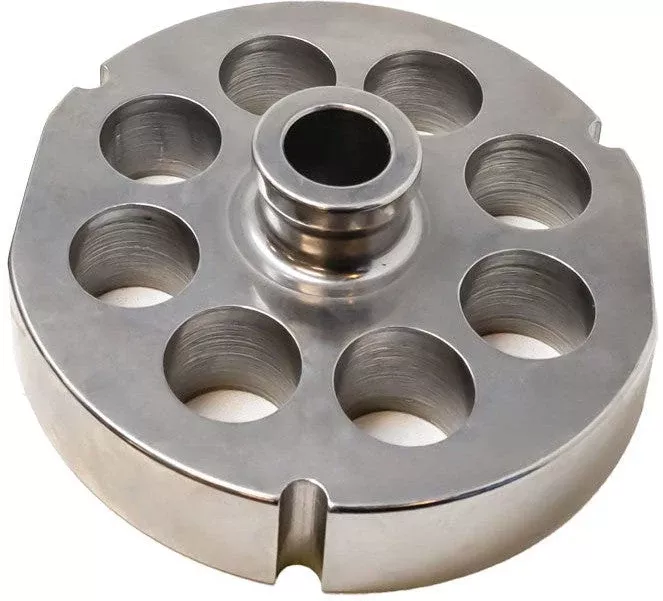 omcan-52-25-mm-stainless-steel-meat-grinder-plate-with-hub-11179 Omcan - #52 (25 mm) Stainless Steel Meat Grinder Plate with Hub - 11179