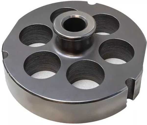 omcan-52-31-4-mm-stainless-steel-meat-grinder-plate-with-hub-11180 Omcan - #52 (31.4 mm) Stainless Steel Meat Grinder Plate with Hub - 11180