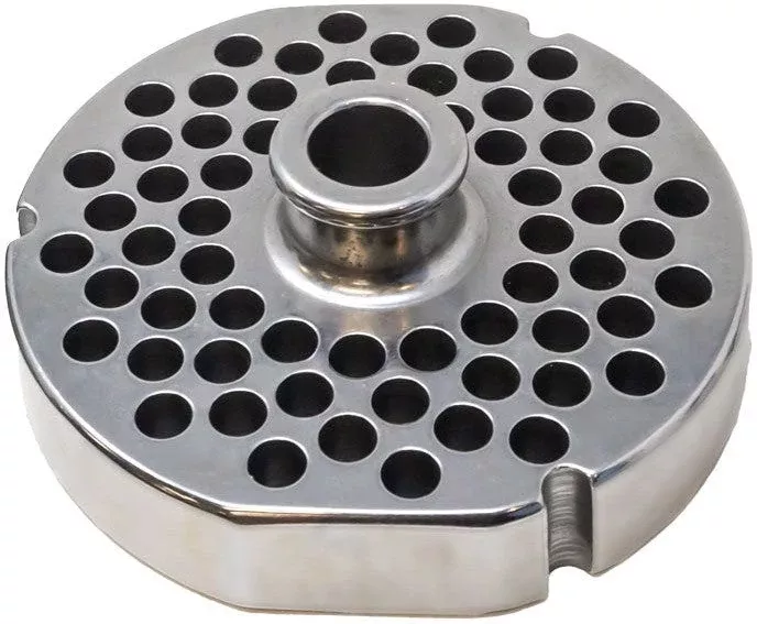 omcan-52-9-5-mm-stainless-steel-meat-grinder-plate-with-hub-39476 Omcan - #52 (9.5 mm) Stainless Steel Meat Grinder Plate with Hub - 39476