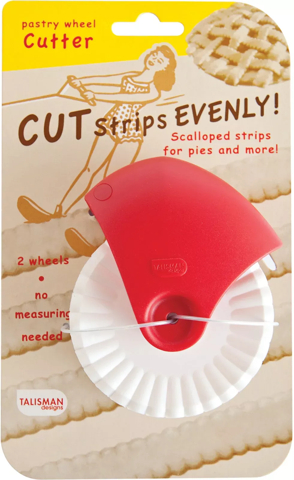 talisman-designs-pastry-wheel-pie-crust-cutter-red Talisman Designs Pastry Wheel Pie Crust Cutter, Red